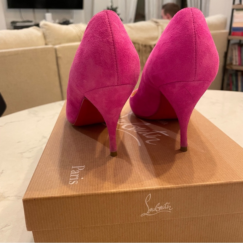 Christian Louboutin 🩷 Clare 80 Suede Pointed Toe Pump in Diva Hot Pink Size 36.5 - Picture 4 of 10
